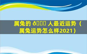 属兔的 💐 人最近运势（属兔运势怎么样2021）